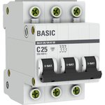 Выключатель автоматический модульный 3п C 25А 4.5кА ВА 47-29 Basic EKF mcb4729-3-25C