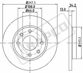 BD0215, тормозной диск невентилируемый