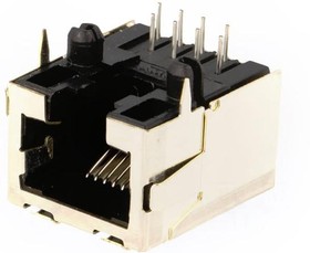 Фото 1/3 2-5338556-1, Modular Connectors / Ethernet Connectors 8/8 MOD JACK ASSY SE 8 POS 1X1 R/A RJ45