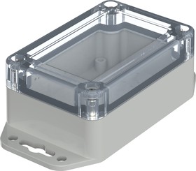 Фото 1/2 07709064 XM 090604 G WL 7035, Euromas X Series Light Grey Polycarbonate Enclosure, IP66, IP68, IK07, Flanged, Clear Lid, 90 x 60 x 39.9mm