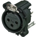 NC3FAAV2, XLR Connectors 3P FEMALE VERT PIN 1 & GRD SEPARATE