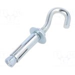 ZHR.8100, Hook, angled,with spacer dowel, steel, zinc, Thread length 60mm