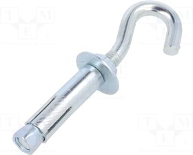Photo 1/2 ZHR.8100, Hook, angled,with spacer dowel, steel, zinc, Thread length 60mm