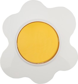 Фото 1/3 KR-78-0629, Выключатель одноклавишный HAPPY Яичница скрытой установки, желтый/белый