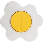KR-78-0630, Выключатель двухклавишный HAPPY Яичница скрытой установки, желтый/белый