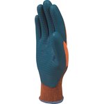 VE733OR07, VE733 Orange Polyester Latex Gloves, Size 7, Latex Coating