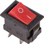 36-2011, Выключатель клавишный 250V 3А (2с) ON-OFF красный Micro (RWB-101)