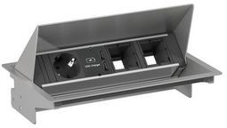 900.408, Desk Outlet with 2x Custom Module CONEO 1x DE Type F (CEE 7/3) Socket / USB-A Socket - GST18i3 Plug 200mm