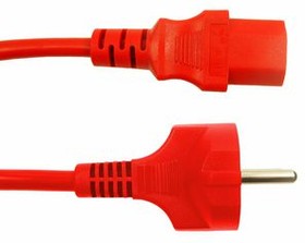 BAC2549, IEC Device Cable DE Type F (CEE 7/4) Plug - IEC 60320 C13 500mm Red
