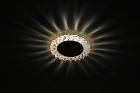 Фото 1/2 DK LED 15 CHP/WH Светильник ЭРА светодиодный круглый "белая подсветка" 3+3W шампань/белый Б0036496