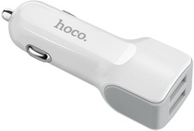 Автомобильная зарядка HOCO Z23, два порта USB, 5V, 2.4A, lightning кабель 1м, белый