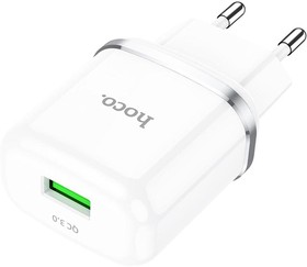 Блок питания (сетевой адаптер) HOCO N3 Special QC3.0, 18W, один порт USB, 5V, 3.0A, белый