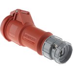 3958, PowerTOP IP44 Red Cable Mount 4P Industrial Power Socket, Rated At 16A, 400 V