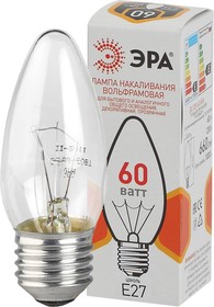 Лампочка ЭРА B36 60Вт Е27 / E27 230В свечка прозрачная цветная упаковка Б0039130