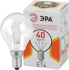 Лампочка ЭРА P45 40Вт Е14 / E14 230В шар прозрачный цветная упаковка Б0039136