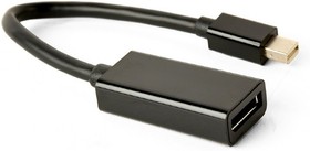 Фото 1/2 Cablexpert Переходник miniDisplayPort -  DisplayPort, 4K, 20M/20F, длина 16см, черный (A-mDPM-DPF4K-01)