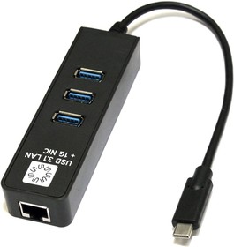 Фото 1/4 5bites Кабель-адаптер UA3C-45-10BK USB3.1 сетевая карта / 3*USB3.0 / RJ45 1G / BLACK