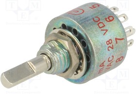 MB00L1NZQD, Switch Rotary DP5T 5 Flatted Shaft Solder Lug 0.25A 125VAC 28VDC