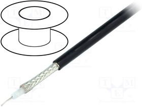 Фото 1/2 MRG5800.10100, Coaxial Cable RG-58 PVC 4.95mm 50Ohm Tinned Copper Black 100m