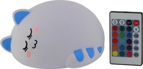 Фото 1/10 Ночник - светильник светодиодный ЭРА NLED-415-2W-BU аккумуляторный мягкий силиконовый белый с синим Б0041095