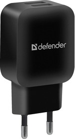 Фото 1/10 Defender Сетевой адаптер 2xUSB, 5V/2.1А, черный, пакет (EPA-13) (83840)
