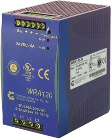 Фото 1/2 WRA120-12, WRA 120 Switched Mode DIN Rail Power Supply, 400V ac ac Input, 12V dc dc Output, 10A Output, 120W
