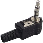 MP-435LN, Телефонный аудио разъем, 4 контакт(-ов), Штекер, 3.5 мм, Монтаж на Кабель