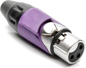 AX3F7M, XLR Connectors 3 pole Socket F Plug AX XLR AudioCable Conn SatinNickel w/ Violet Marking Sleeve