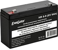 Фото 1/3 Exegate EX282953RUS Аккумуляторная батарея HR 6-9 (6V 9Ah 634W, клеммы F2)