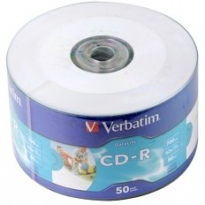Фото 1/3 Verbatim Диски CD-R 80min, 700mb, 52x Ink Print bulk (50шт) [43794]