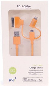 6PCN-008R0014A, Кабель USB - microUSB/ Lightning/30-pin, 0.9м, PQI PQI-iCABLE-MULTIPLUG-OR