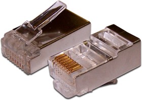 Фото 1/2 Коннектор Lanmaster (TWT-PL45/S-8P8C) FTP кат.5E RJ45 серебристый (упак.:100шт)