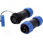 DS1110-27-2BU8, Разъем: круглый; "папа" + "мама"; PIN: 2; 3А; IP67; 500В; на провод