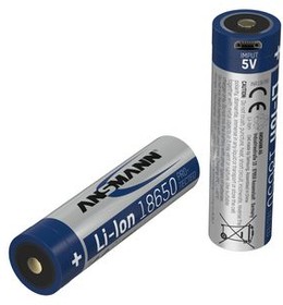 1307-0003, Rechargeable Battery with USB Charging Socket, Li-Ion, 18650, 3.6V, 3.4Ah