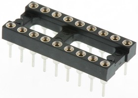 Фото 1/4 110-87-318-41-001101, 2.54mm Pitch Vertical 18 Way, Through Hole Turned Pin Open Frame IC Dip Socket, 1A