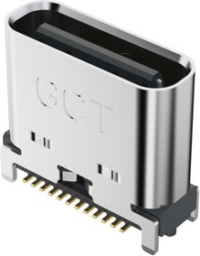 USB4160-03-0070-C, USB Connectors USB-C Rec 3u\" Vert 24P SMT 0.7mm TH stakes H7.46mm T+R+Cap