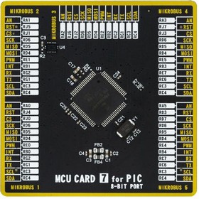 MIKROE-4042, Add-On Board, MikroE MCU Card 7, PIC18F PIC18F85J50 MCU, 2 x 168 Pin Mezzanine Connector