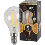 Лампочка светодиодная ЭРА F-LED P45-5W-827-E14 Е14 / Е14 5Вт филамент шар теплый ...