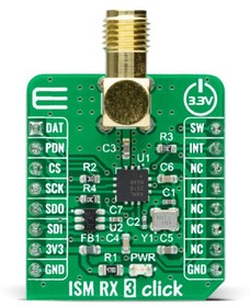 Фото 1/2 ISM RX 3 Click MAX41470 RF Receiver Add On Board for mikroBUS socket 960MHz MIKROE-4828