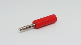 Фото 1/5 Red Male Banana Connectors, 4 mm Connector, Screw Termination, 10A, 50V, Gold, Nickel Plating