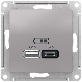 Фото 1/6 Розетка USB AtlasDesign тип A+C 5В/2.4А 2х5В/1.2А механизм алюм. SE ATN000339