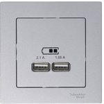 Розетка USB AtlasDesign тип A+A 5В 1х2.1А 2х1.05А механизм жемчуж. SE ATN000433