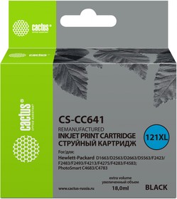 Фото 1/6 Картридж струйный Cactus CS-CC641 №121XL черный (18мл) для HP DJ D1663/D2563/D2663/ D5563/F2423/F2483