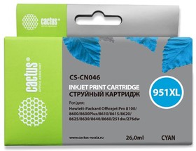 Фото 1/9 Картридж струйный Cactus CS-CN046 №951XL голубой (26мл) для HP DJ Pro 8100/8600