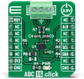 Фото 1/3 MIKROE-4937, MIKROE-4937 ADC 16 CLICK Add On Board Signal Conversion Development Tool
