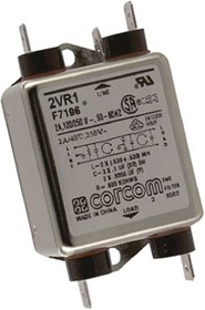 Фото 1/4 2VR1, Corcom R 2A 250 V ac 50/60Hz, Flange Mount RFI Filter, Fast-On, Single Phase