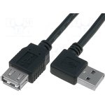 CAB-USB2AAF/2-K, Кабель, USB 2.0, гнездо USB A, угловая вилка USB A, 1,8м, черный