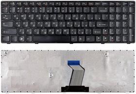 Фото 1/2 Клавиатура для ноутбука Lenovo IdeaPad B570 B580 V570 Z570 Z575 B590 черная с черной рамкой