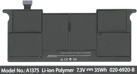 Фото 1/3 Аккумуляторная батарея для ноутбука Apple MacBook Air A1375 35Wh