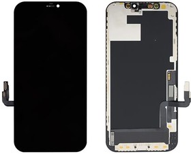 Дисплей (экран) в сборе с тачскрином для iPhone 12, 12 Pro черный с рамкой (Hard Oled) (GX) | купить в розницу и оптом
